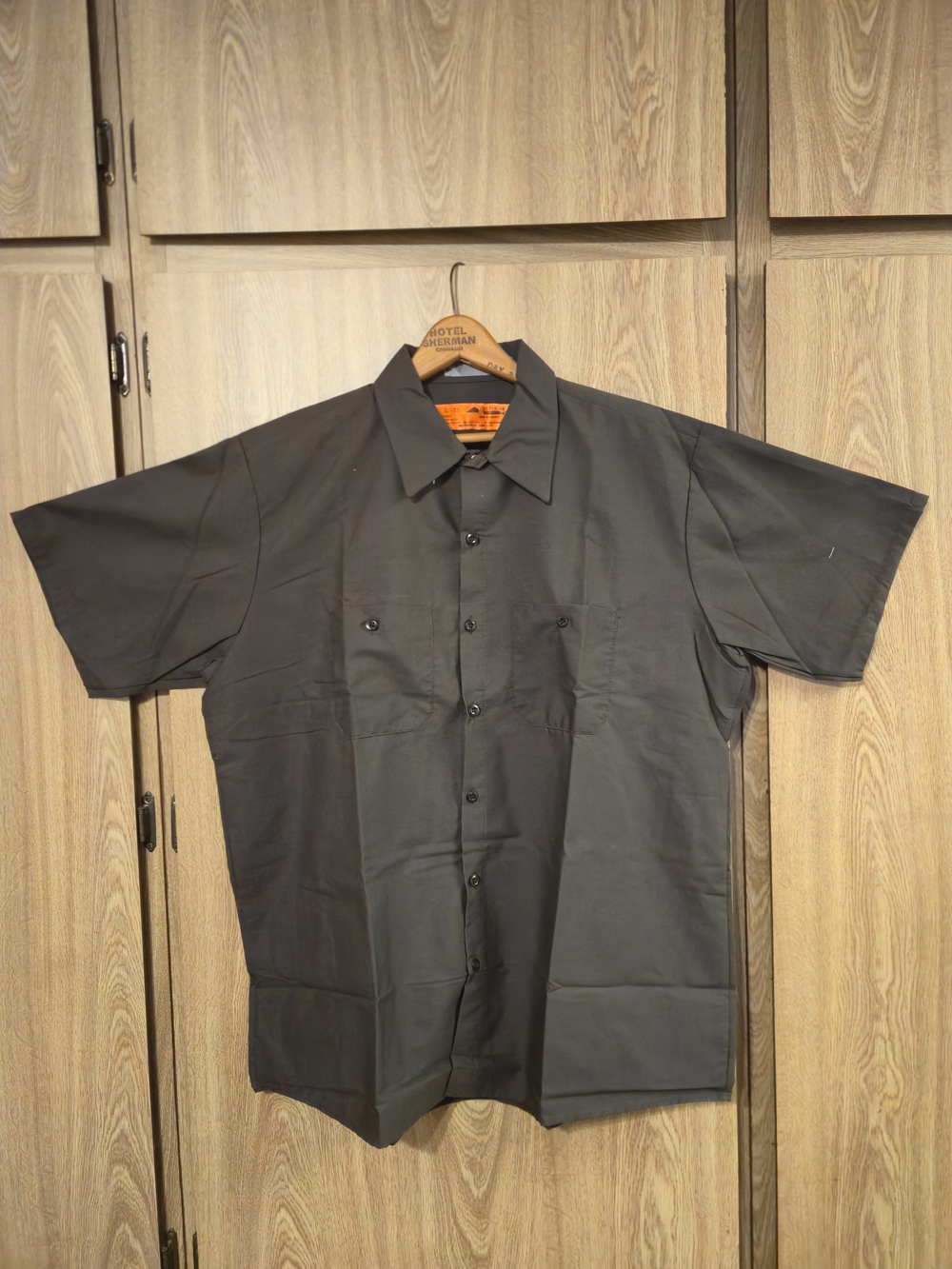 RED Kap Men's Short Sleeve Button Down Utility Work Shirt - Dark Charcoal Grey
